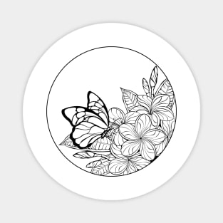 Monogram with butterfly and plumeria Magnet